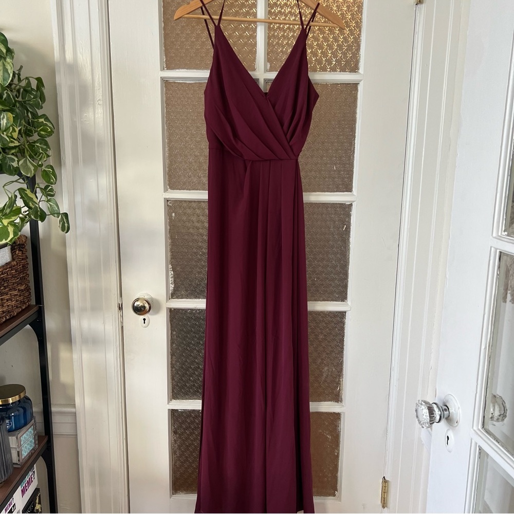 Davids Bridal Wine bridesmaid dress